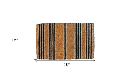 18" X 48" Brown and Black Coir Striped Outdoor Door Mat