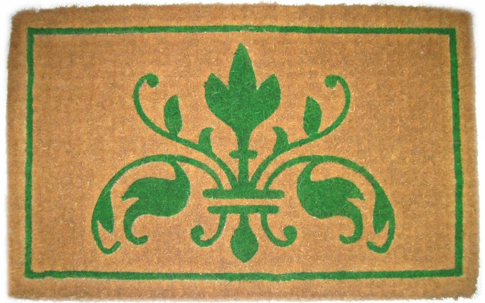 18" X 30" Brown and Green Coir Abstract Outdoor Door Mat — view 1