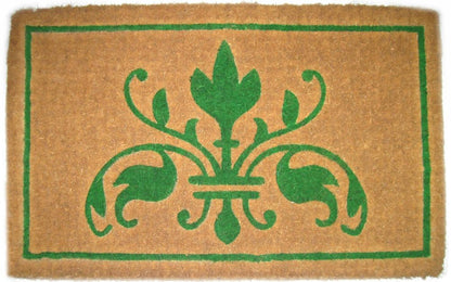 18" X 30" Brown and Green Coir Abstract Outdoor Door Mat