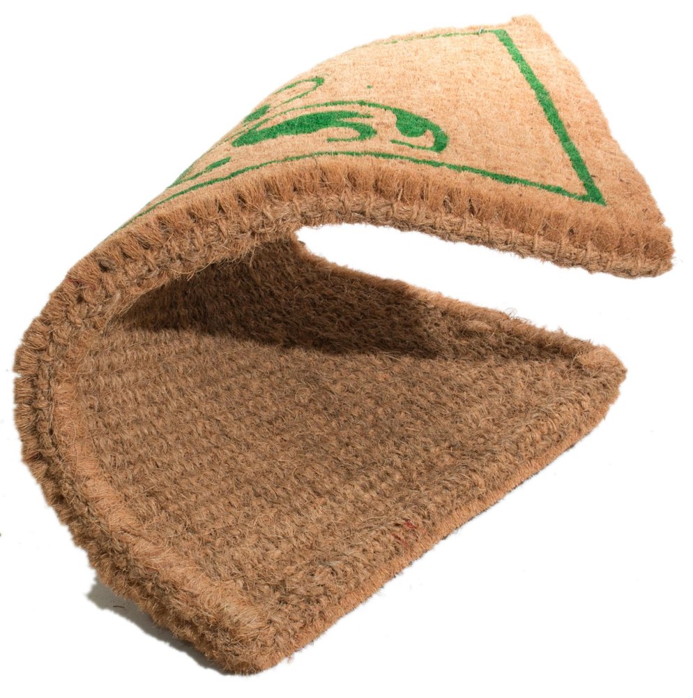 18" X 30" Brown and Green Coir Abstract Outdoor Door Mat