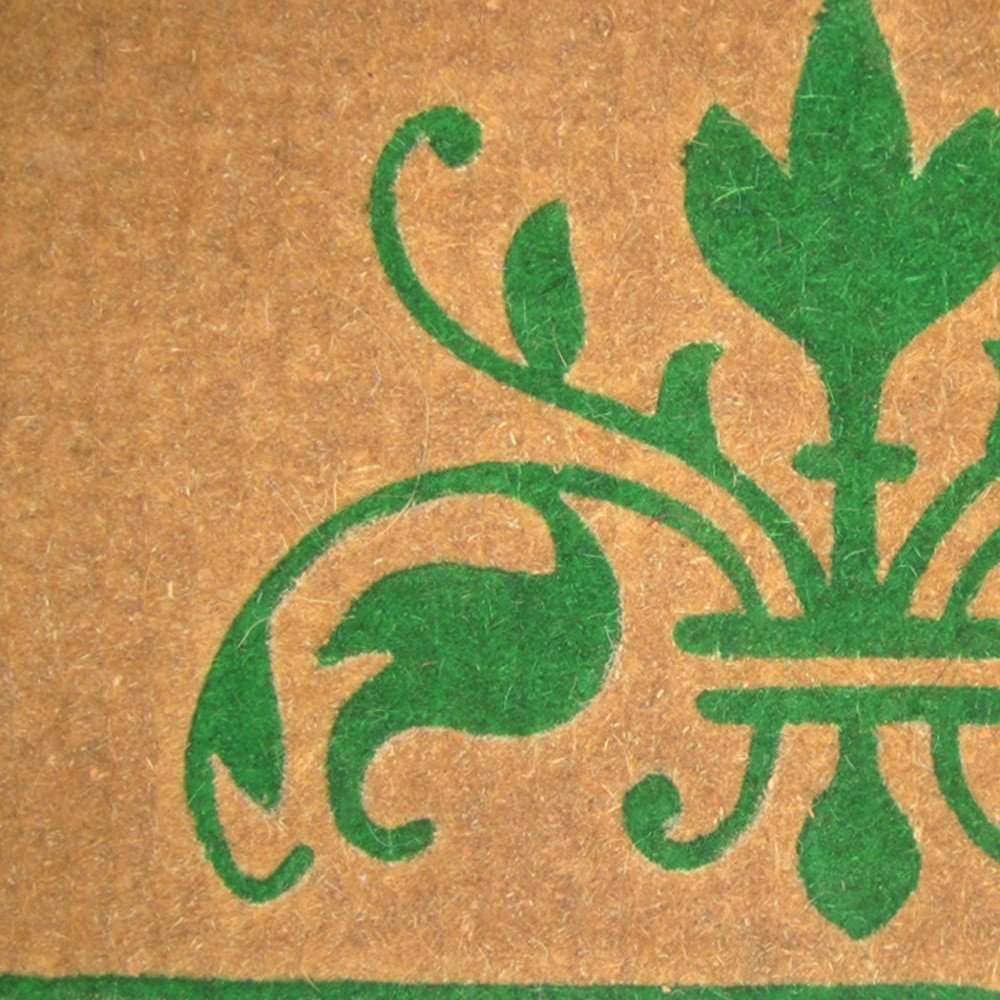 18" X 30" Brown and Green Coir Abstract Outdoor Door Mat