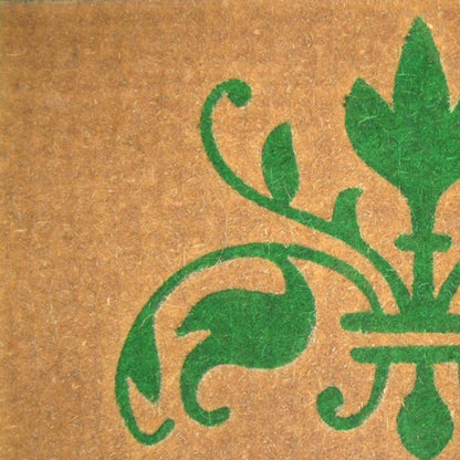 18" X 30" Brown and Green Coir Abstract Outdoor Door Mat