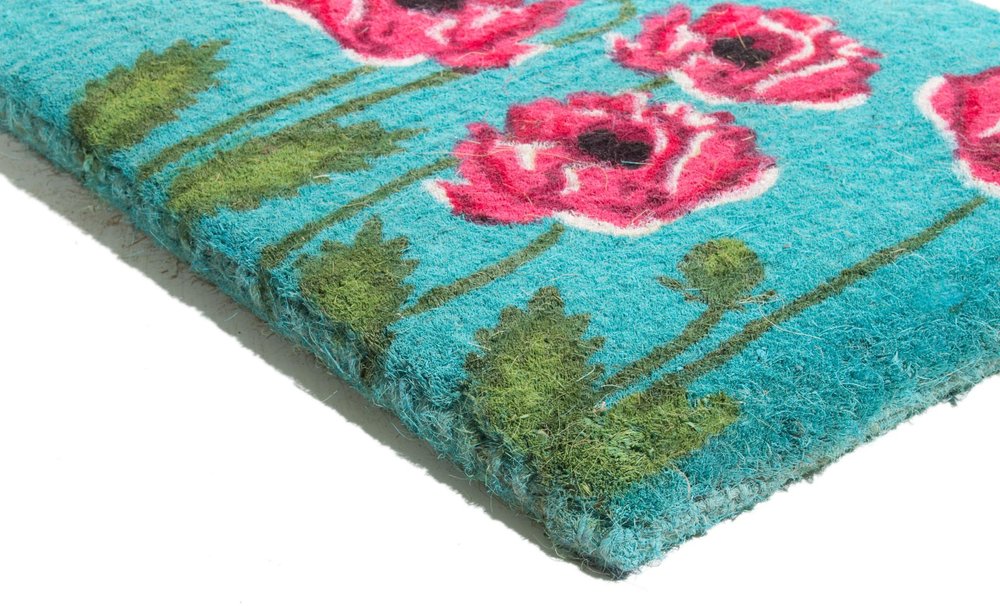 18" X 30" Blue Orange and Green Coir Hummingbird Outdoor Door Mat — view 4