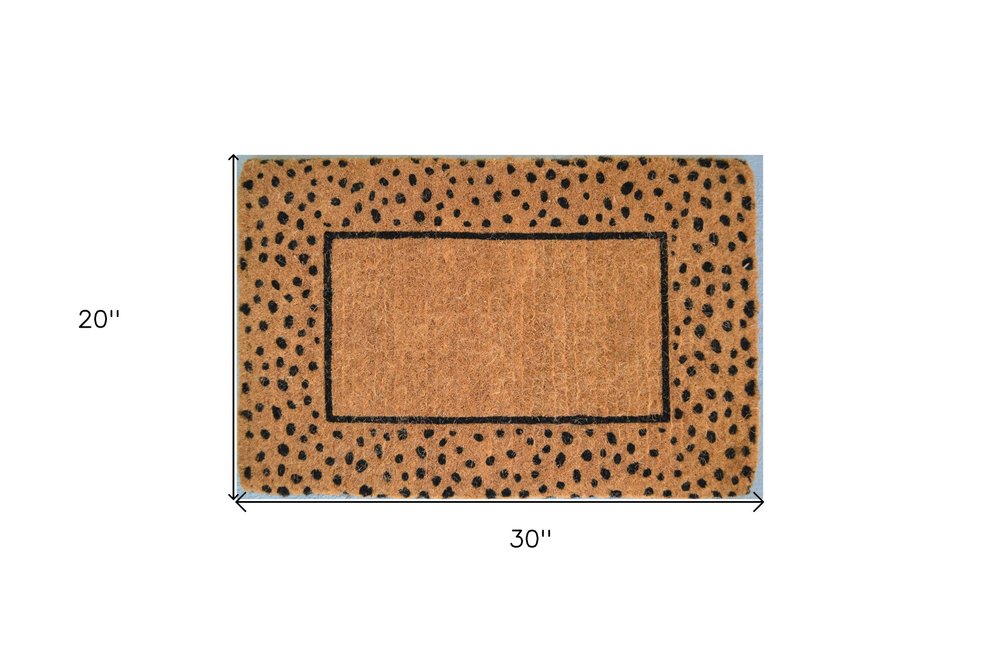 20" X 30" Brown and Black Coir Animal Print Outdoor Door Mat