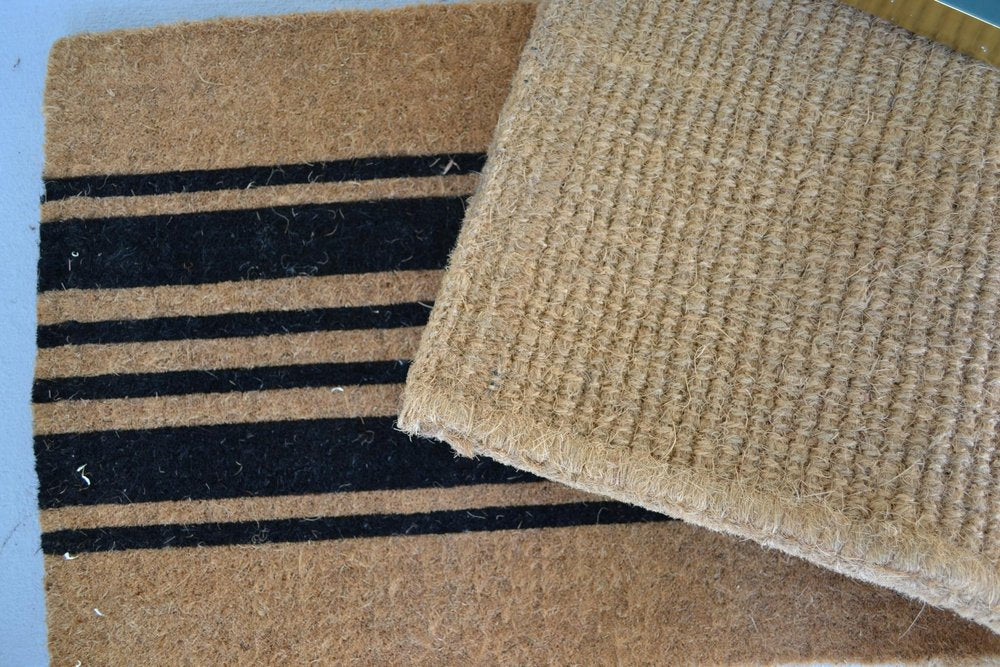 24" X 60" Brown and Black Coir Striped Outdoor Door Mat