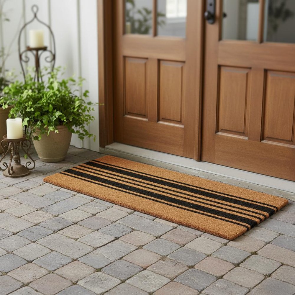 24" X 60" Brown and Black Coir Striped Outdoor Door Mat — view 8