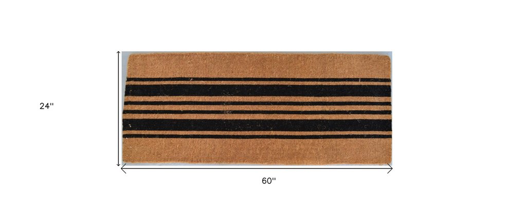24" X 60" Brown and Black Coir Striped Outdoor Door Mat — view 6