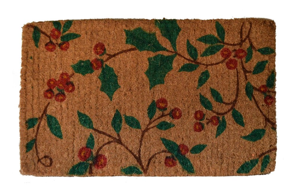 18" X 30" Brown and Green Coir Holiday Outdoor Christmas Door Mat — view 1
