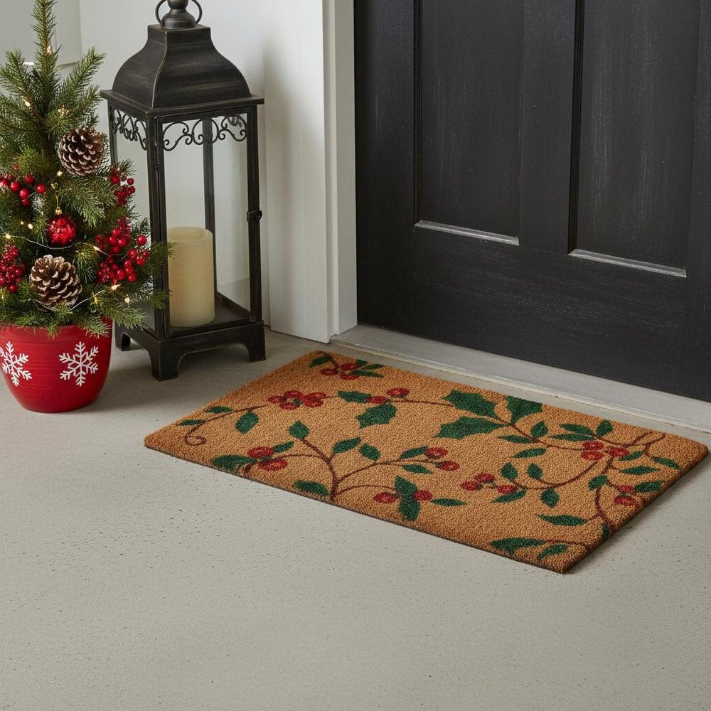 18" X 30" Brown and Green Coir Holiday Outdoor Christmas Door Mat — view 10