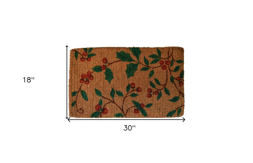 18" X 30" Brown and Green Coir Holiday Outdoor Christmas Door Mat — view 8