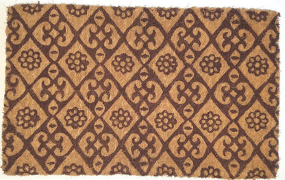 18" X 30" Brown Coir Floral Outdoor Door Mat