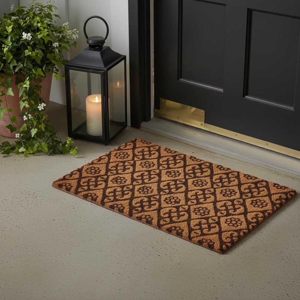 18" X 30" Brown Coir Floral Outdoor Door Mat — view 8