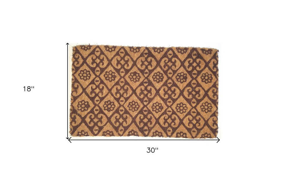 18" X 30" Brown Coir Floral Outdoor Door Mat — view 7