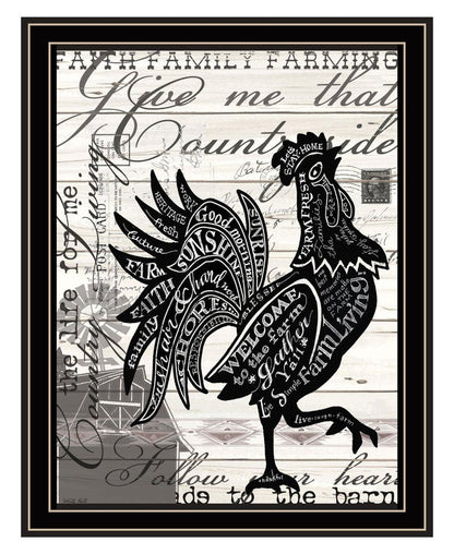 Faith Family Farming Rooster Black Framed Wall Art HomeRoots