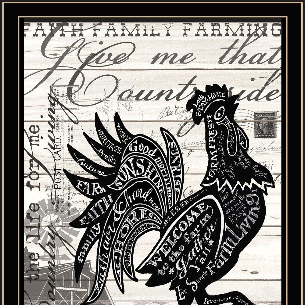 Faith Family Farming Rooster Black Framed Wall Art — view 3