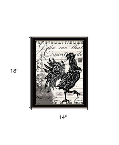 Faith Family Farming Rooster Black Framed Wall Art HomeRoots