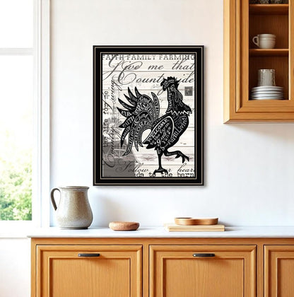 Faith Family Farming Rooster Black Framed Wall Art HomeRoots
