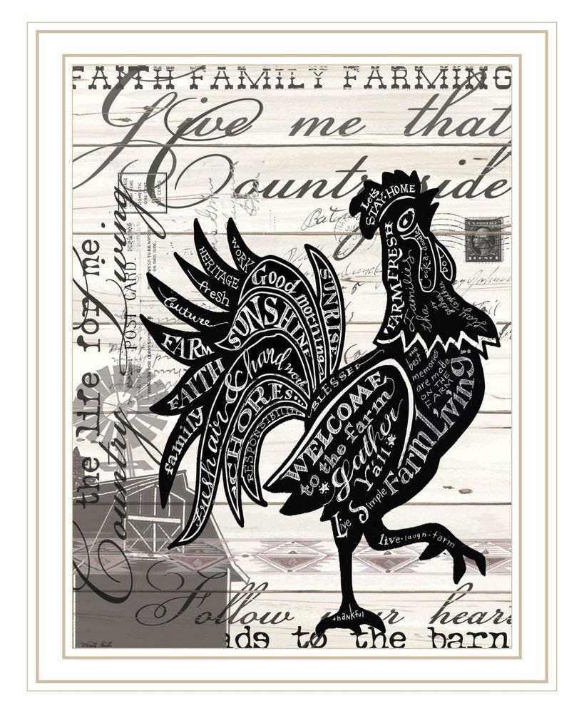 Faith Family Farm Rooster White Framed Wall Art HomeRoots