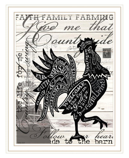 Faith Family Farm Rooster White Framed Wall Art HomeRoots