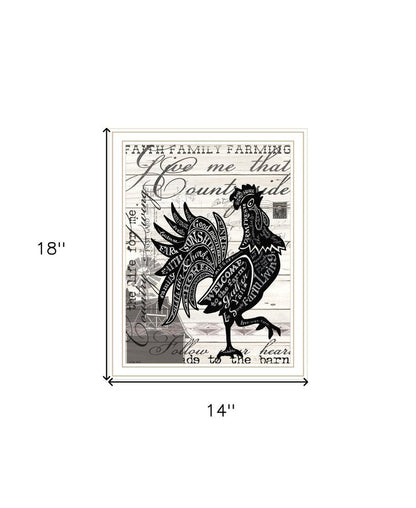 Faith Family Farm Rooster White Framed Wall Art HomeRoots