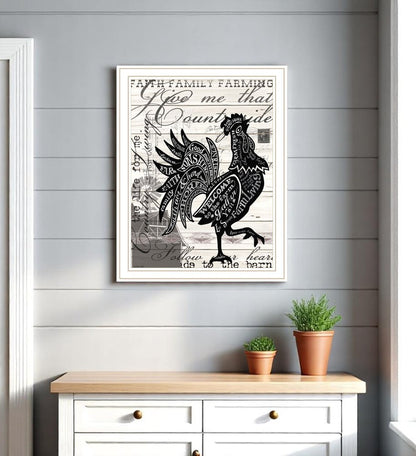 Faith Family Farm Rooster White Framed Wall Art HomeRoots