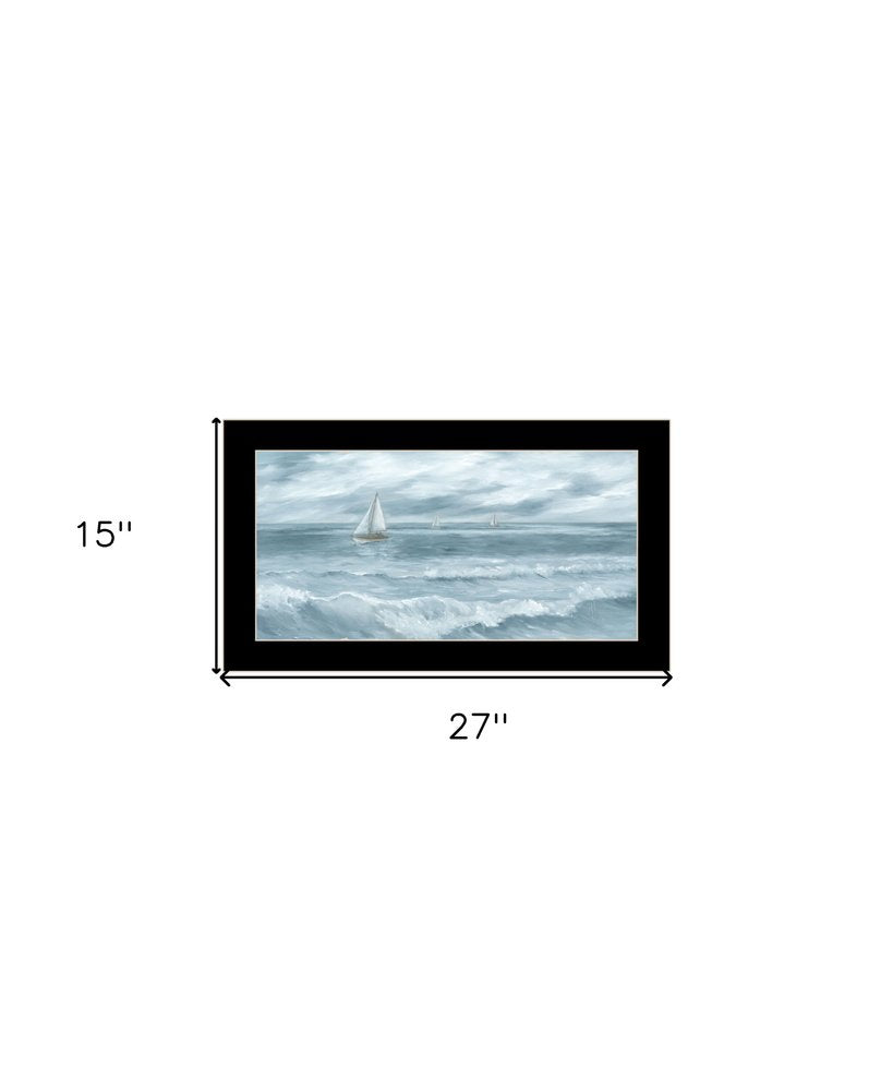 Three Sailboats Ocean Scene Black Framed Wall Art — view 5