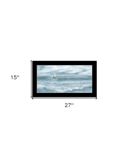 Three Sailboats Ocean Scene Black Framed Wall Art HomeRoots