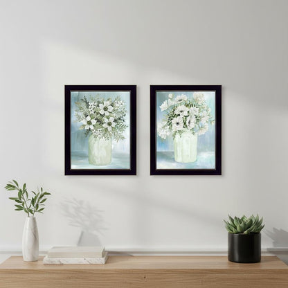 Set Of Two Country Crock of Florals and Berries Black Framed Wall Art HomeRoots