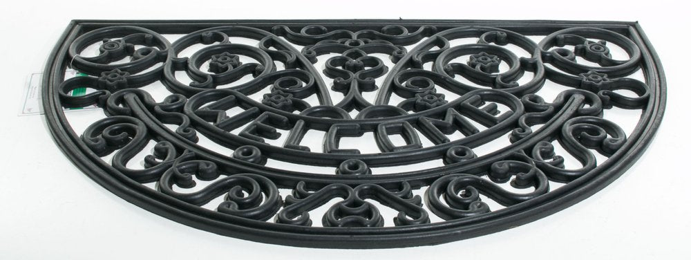 18" X 30" Black Rubber Welcome Outdoor Semi Circle Door Mat — view 2