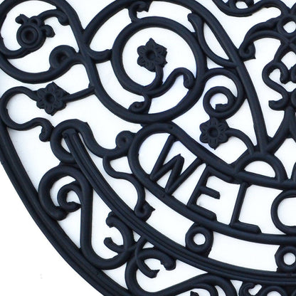 18" X 30" Black Rubber Welcome Outdoor Semi Circle Door Mat