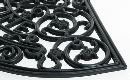 18" X 30" Black Rubber Welcome Outdoor Semi Circle Door Mat