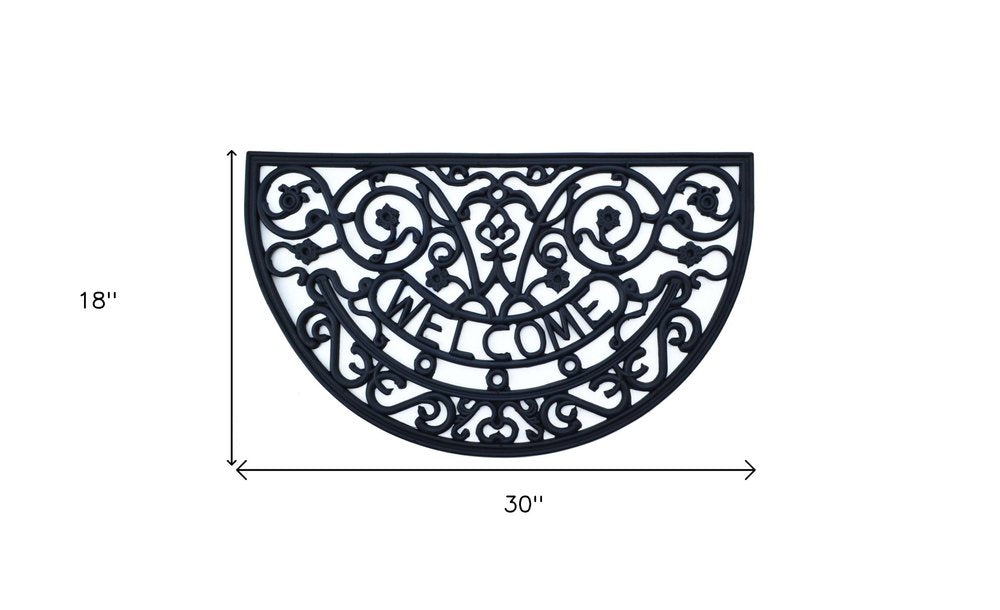 18" X 30" Black Rubber Welcome Outdoor Semi Circle Door Mat — view 6