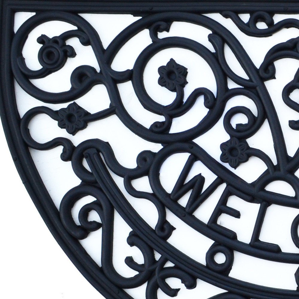 18" X 30" Black Rubber Welcome Outdoor Semi Circle Door Mat — view 7