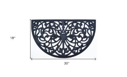 18" X 30" Black Rubber Outdoor Semi Circle Door Mat