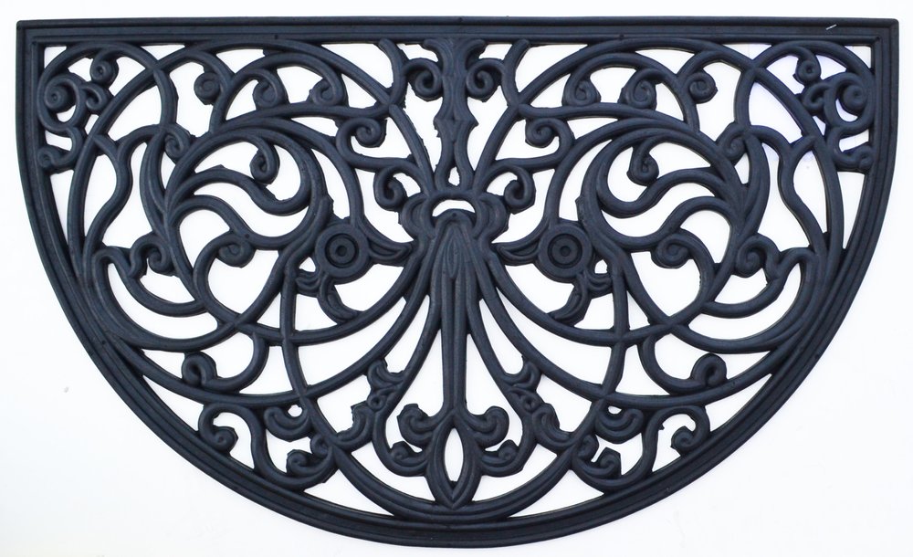 18" X 30" Black Rubber Outdoor Semi Circle Door Mat — view 1