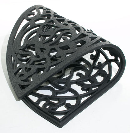 18" X 30" Black Rubber Outdoor Semi Circle Door Mat