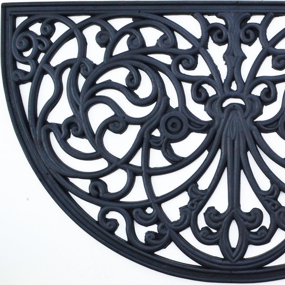 18" X 30" Black Rubber Outdoor Semi Circle Door Mat — view 6
