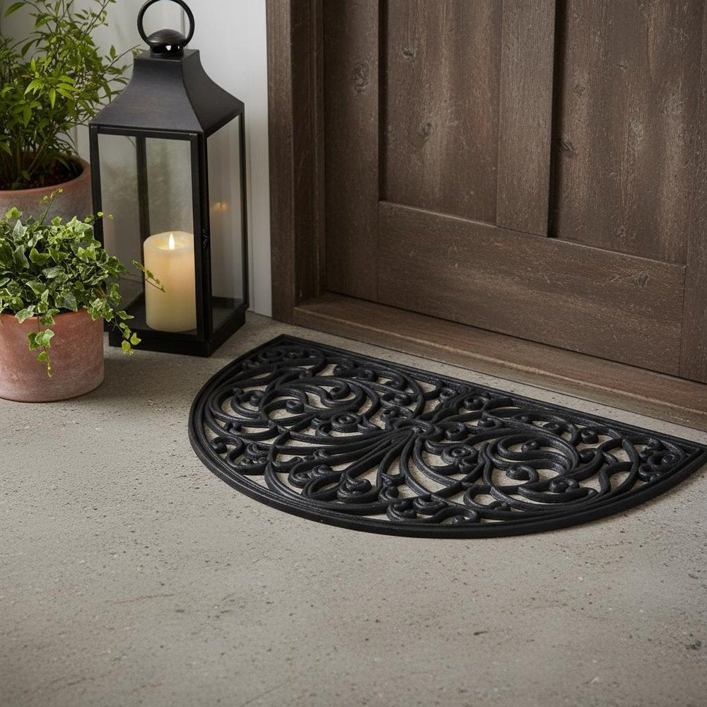 18" X 30" Black Rubber Outdoor Semi Circle Door Mat — view 11