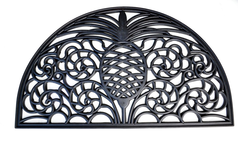 18" X 30" Black Rubber Pineapple Outdoor Semi Circle Door Mat — view 1