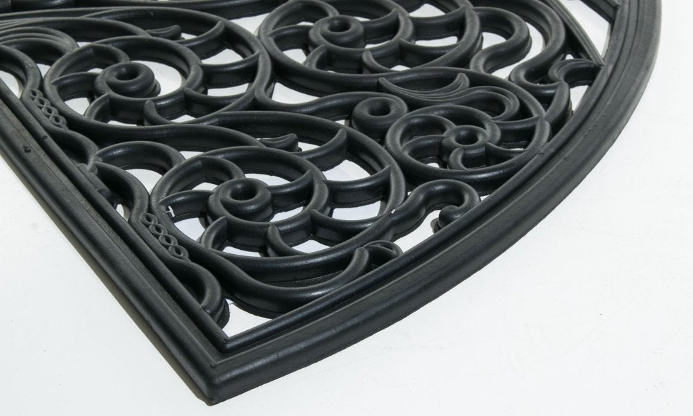 18" X 30" Black Rubber Pineapple Outdoor Semi Circle Door Mat — view 4