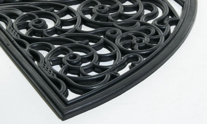 18" X 30" Black Rubber Pineapple Outdoor Semi Circle Door Mat