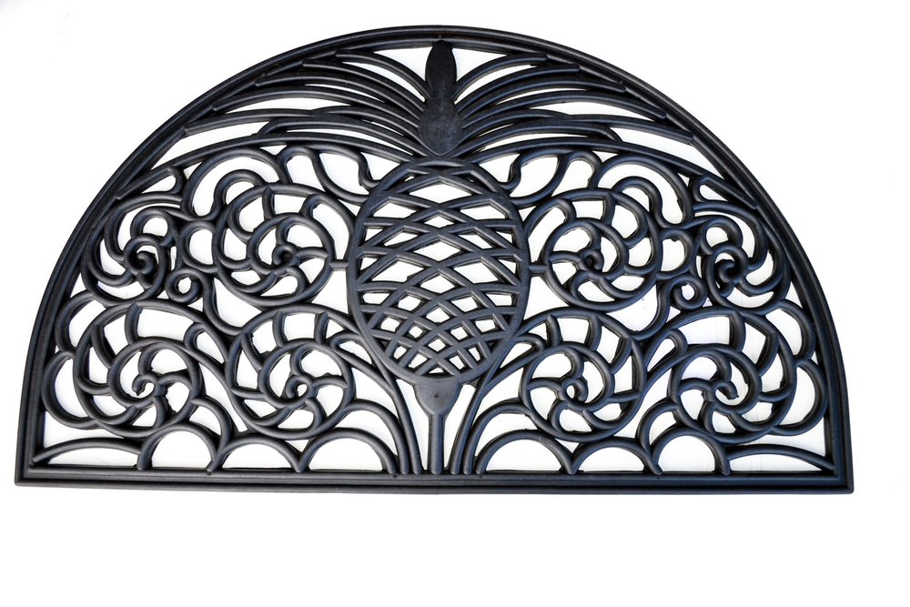 18" X 30" Black Rubber Pineapple Outdoor Semi Circle Door Mat — view 5