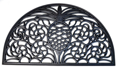 18" X 30" Black Rubber Pineapple Outdoor Semi Circle Door Mat