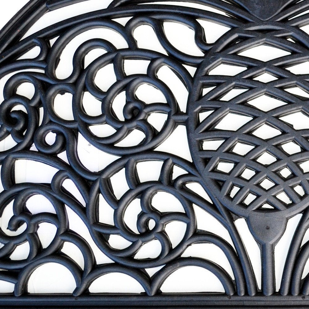 18" X 30" Black Rubber Pineapple Outdoor Semi Circle Door Mat — view 6