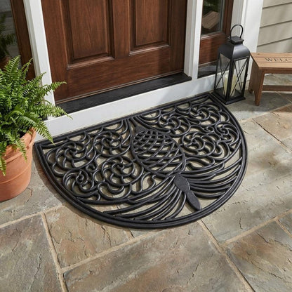 18" X 30" Black Rubber Pineapple Outdoor Semi Circle Door Mat