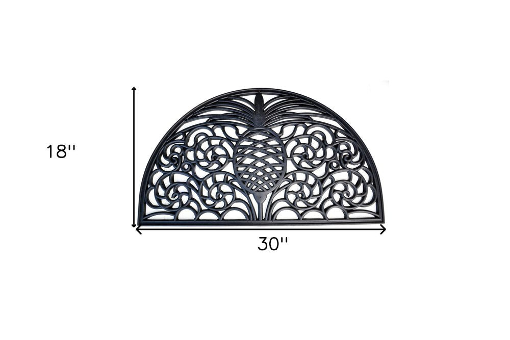 18" X 30" Black Rubber Pineapple Outdoor Semi Circle Door Mat — view 7