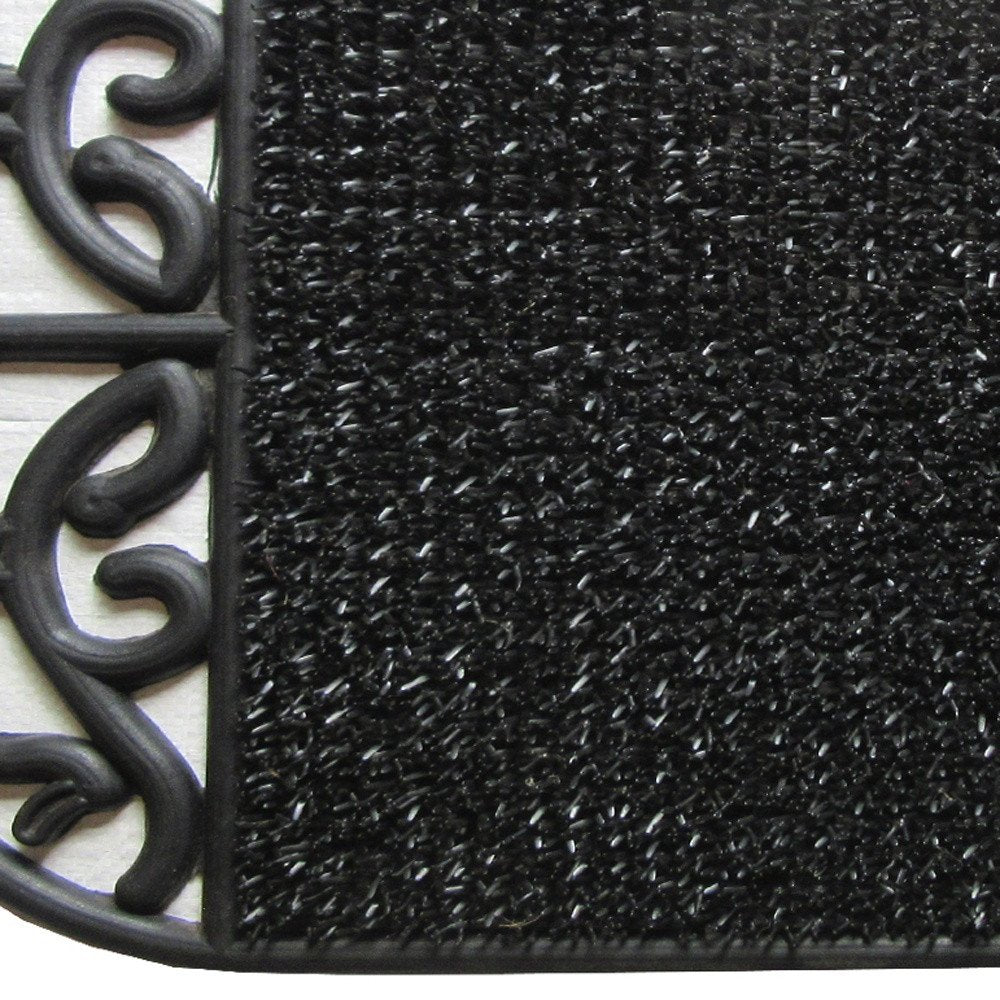 18" X 29" Black Rubber Outdoor Oval Door Mat — view 2