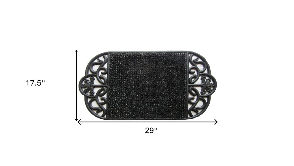 18" X 29" Black Rubber Outdoor Oval Door Mat — view 4