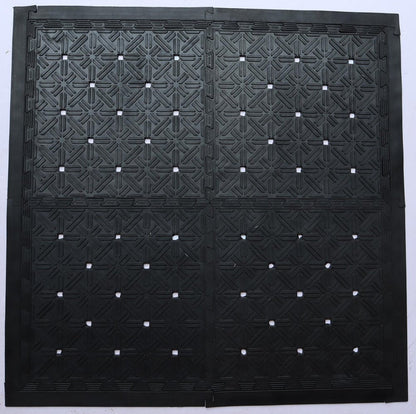Set Of Four Square Interlocking Black Rubber Indoor Outdoor Mats