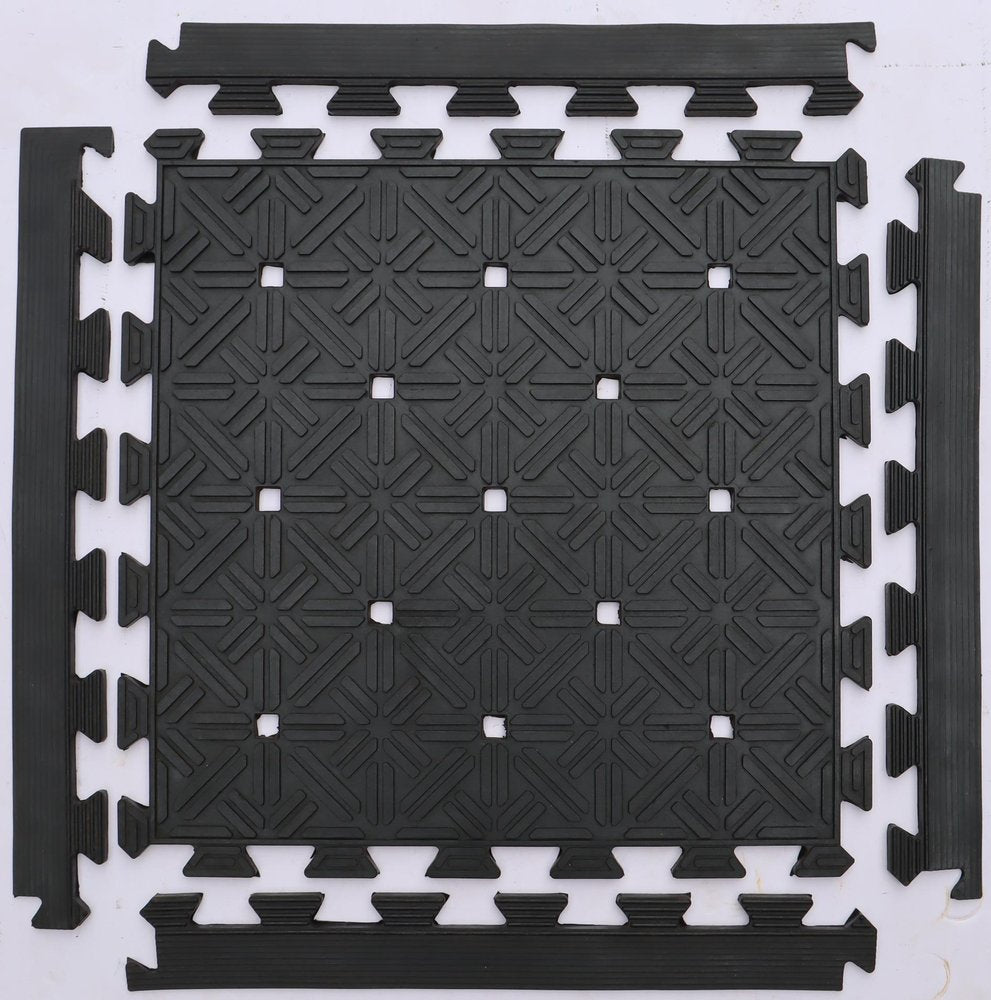 Set Of Four Square Interlocking Black Rubber Indoor Outdoor Mats — view 2